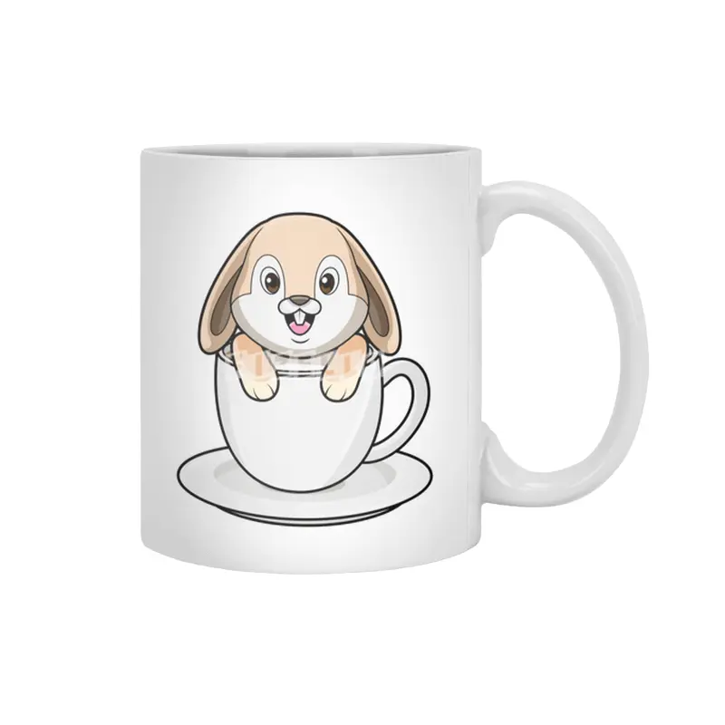 Rabbit with Coffee Cup Beyaz Kupa