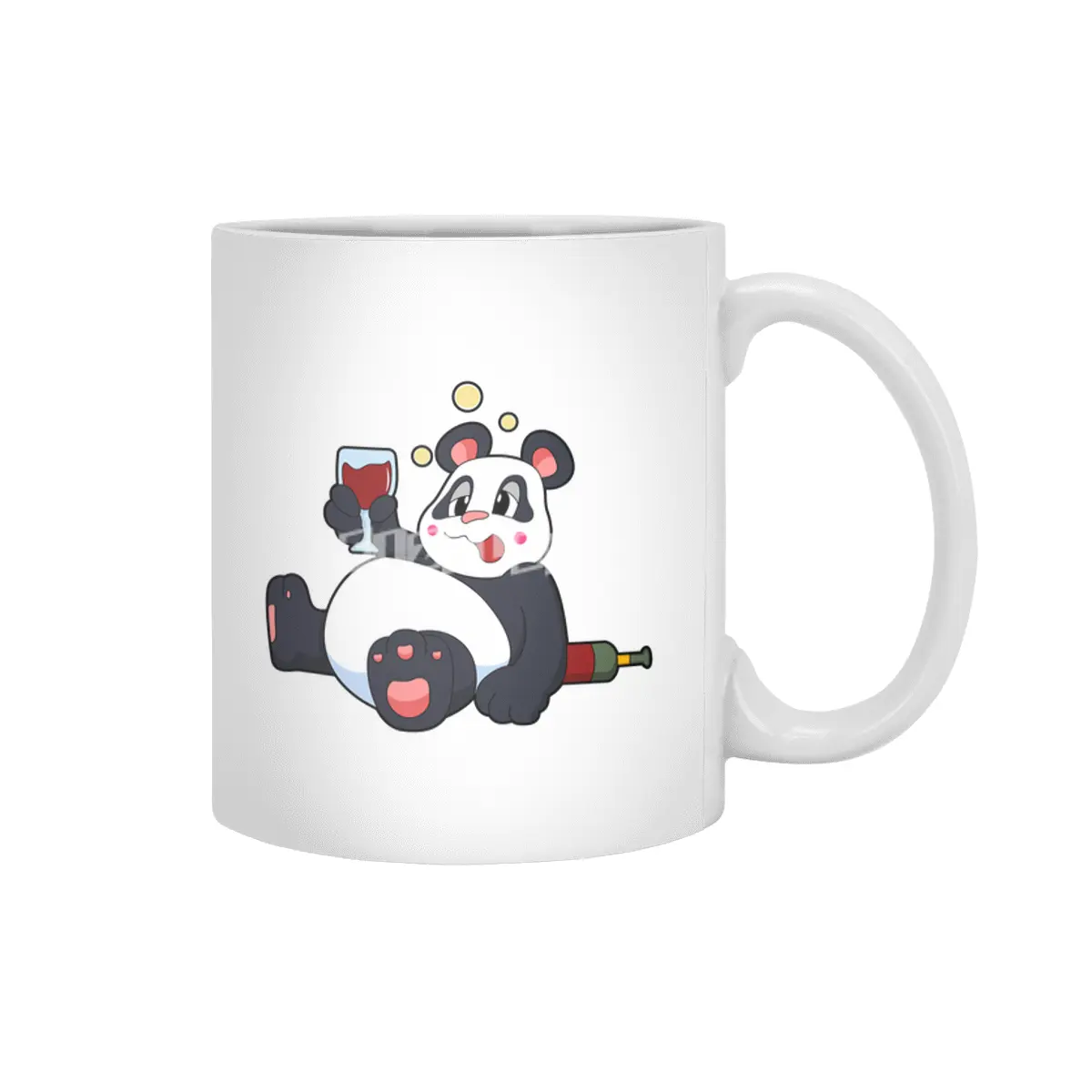 Panda with Glass of Red wine Beyaz Kupa
