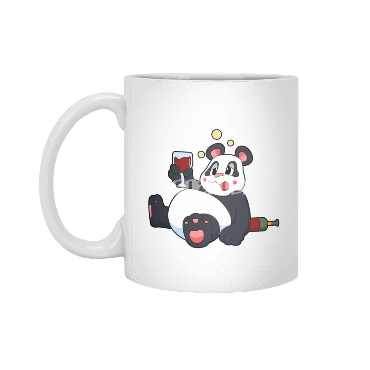 Panda with Glass of Red wine Beyaz Kupa