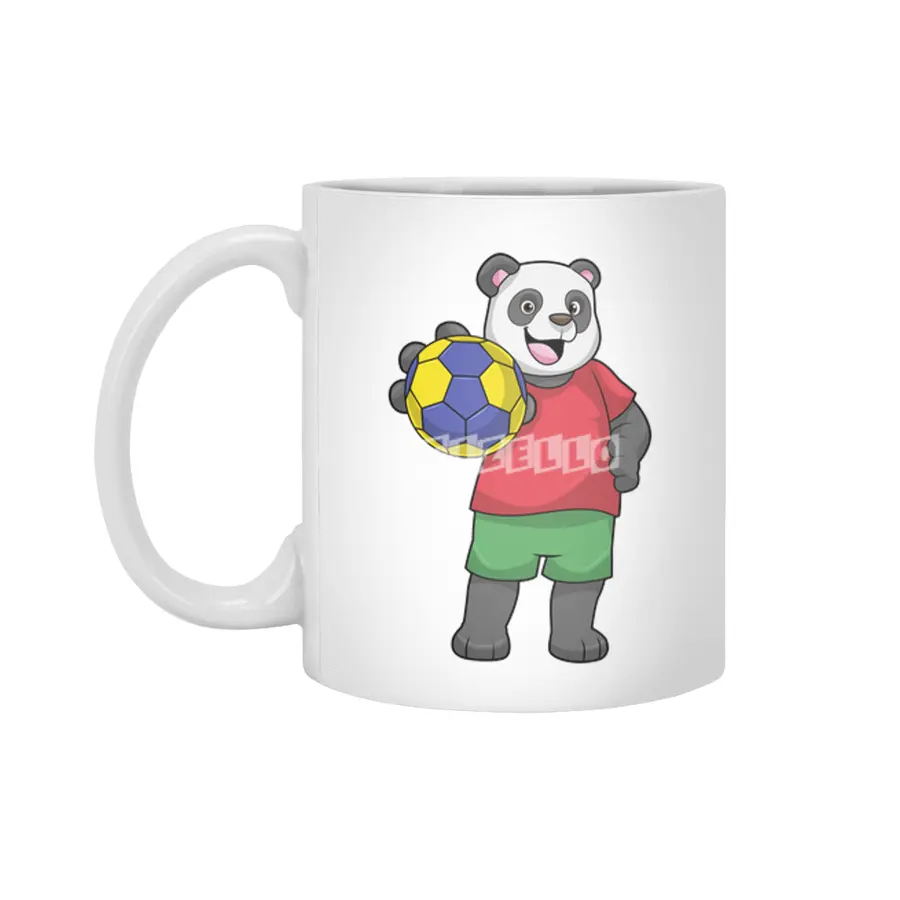 Panda with Handball Sports Beyaz Kupa