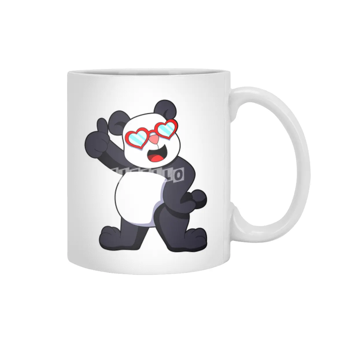 Panda with Heart as Glasses Beyaz Kupa