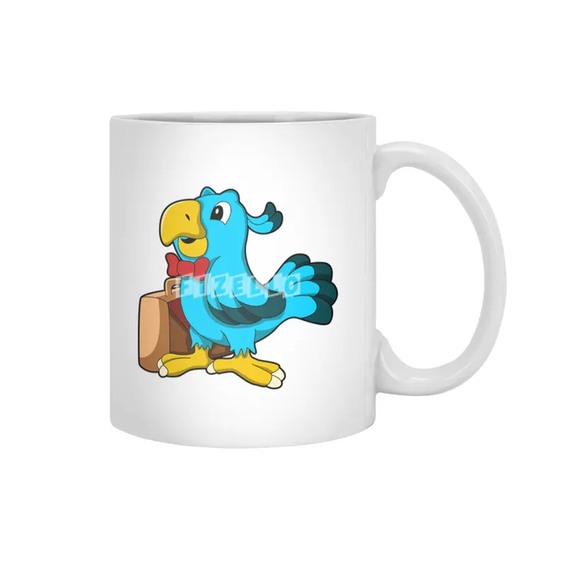 Parrot as Businessman with Bag Beyaz Kupa
