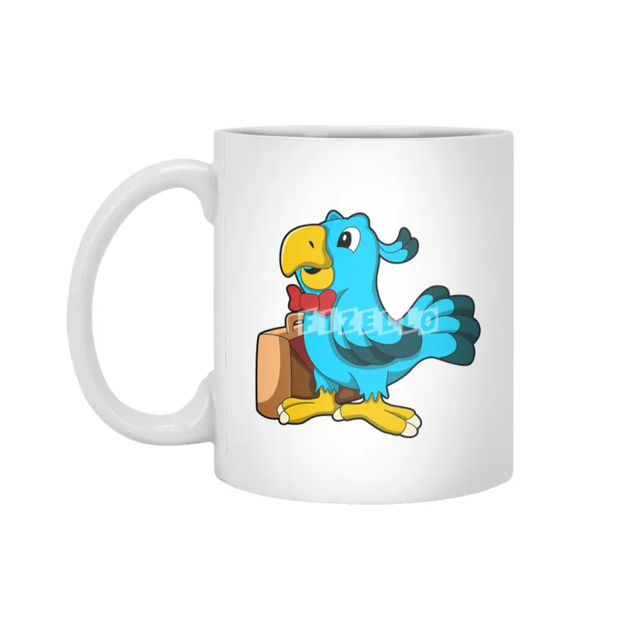 Parrot as Businessman with Bag Beyaz Kupa