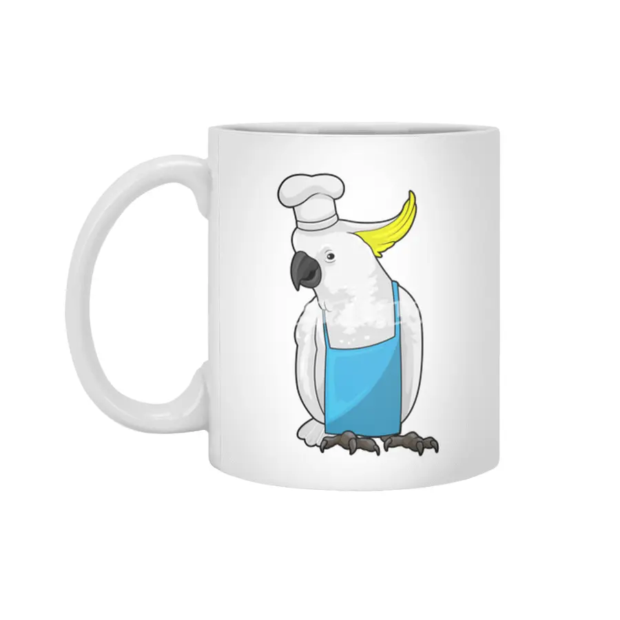 Parrot as Chef with Cooking hat Beyaz Kupa