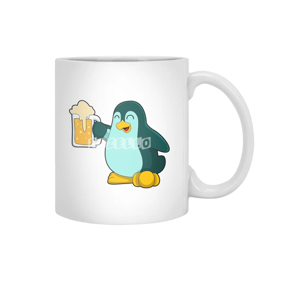 Penguin with Glass of Beer Beyaz Kupa