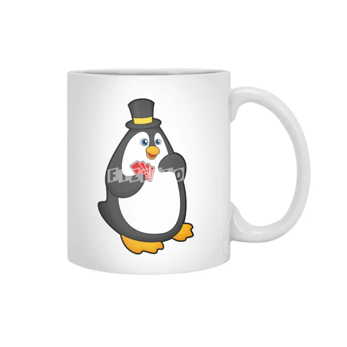 Penguin with Hat at Poker with Poker cards Beyaz Kupa