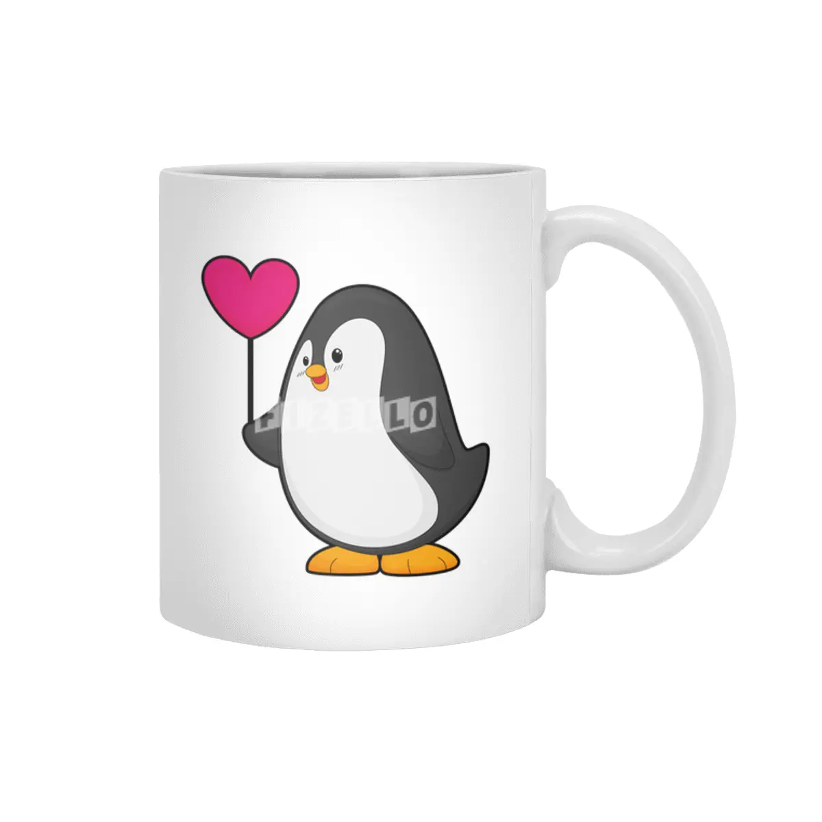 Penguin with Heart Balloon Beyaz Kupa