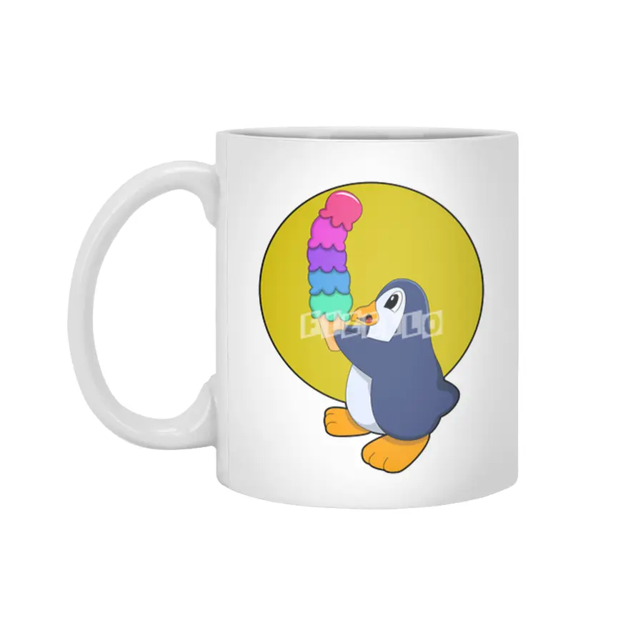 Penguin with Ice cream Beyaz Kupa