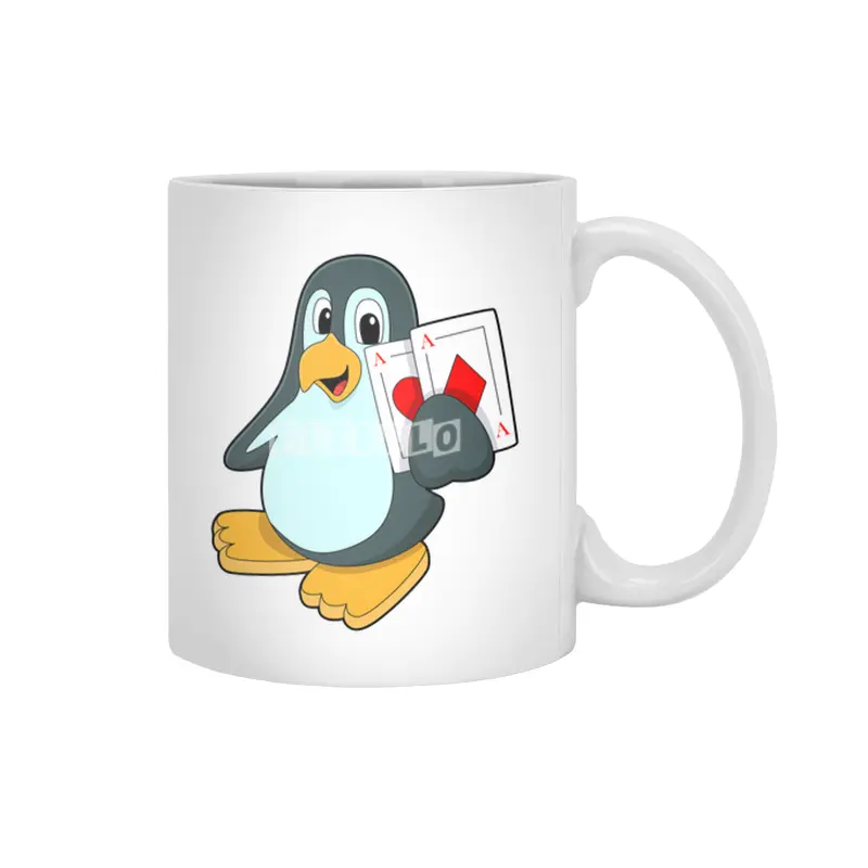 Penguin with Poker cards Beyaz Kupa