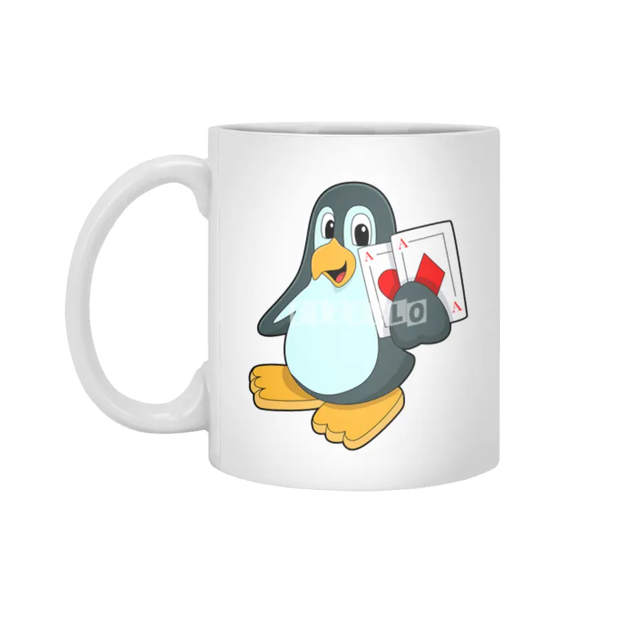 Penguin with Poker cards Beyaz Kupa