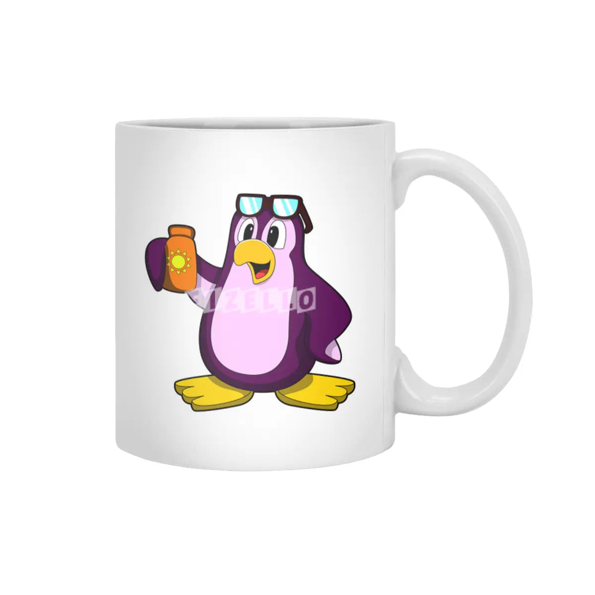 Penguin with Suncream & Sunglasses Beyaz Kupa