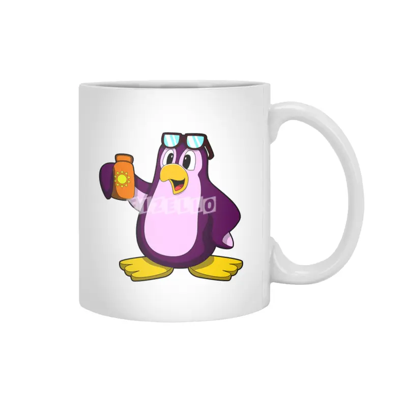 Penguin with Suncream & Sunglasses Beyaz Kupa