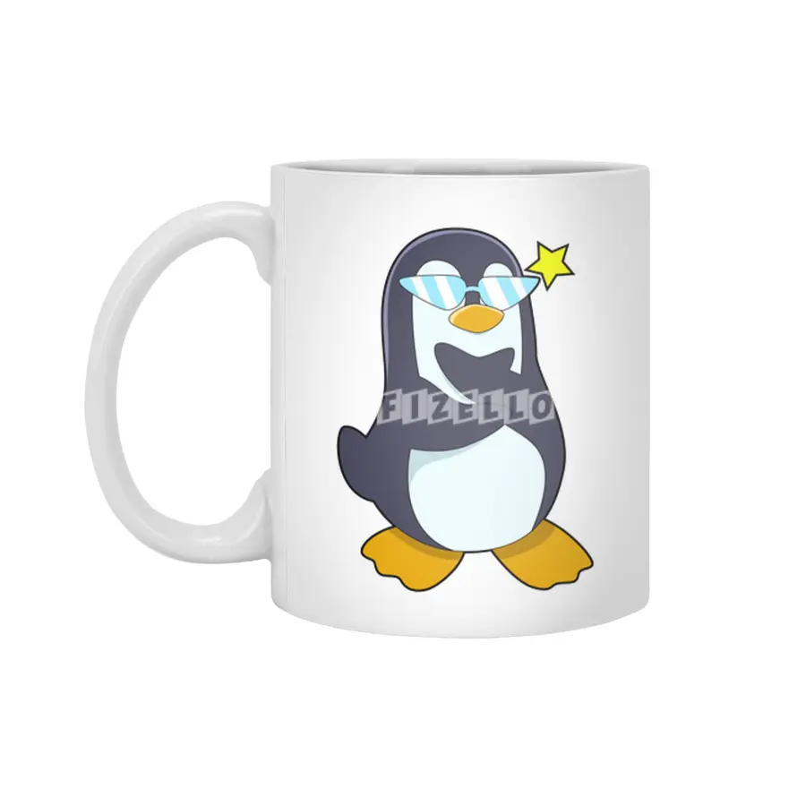 Penguin with Sunglasses Beyaz Kupa