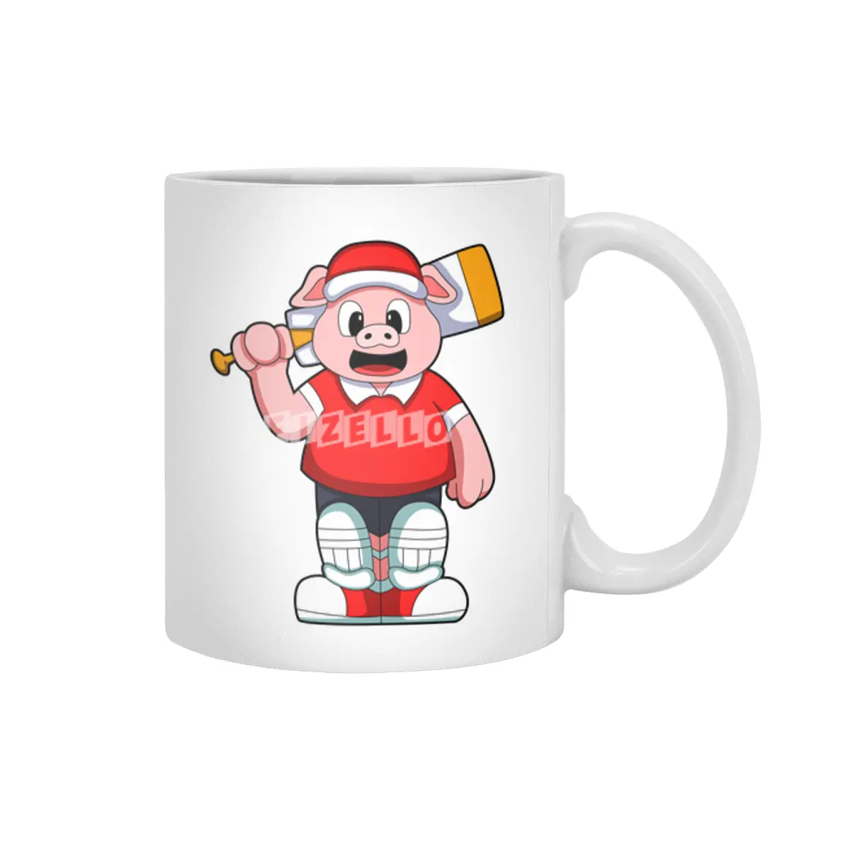Pig as Batsman with Cricket bat Beyaz Kupa