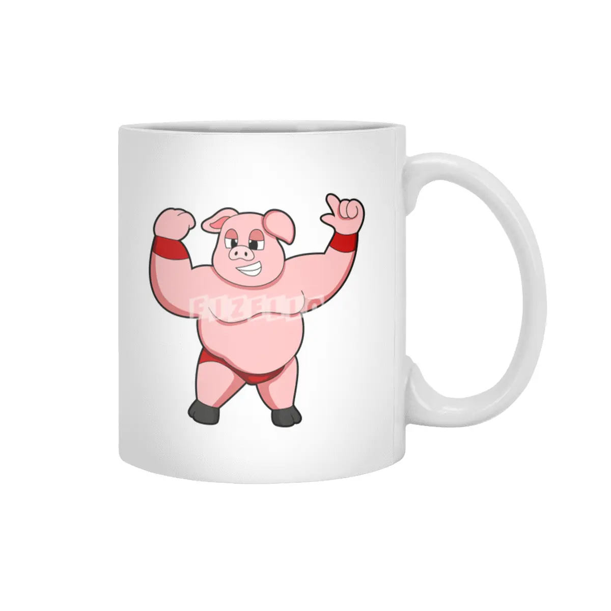 Pig as Bodybuilder with big Belly Beyaz Kupa