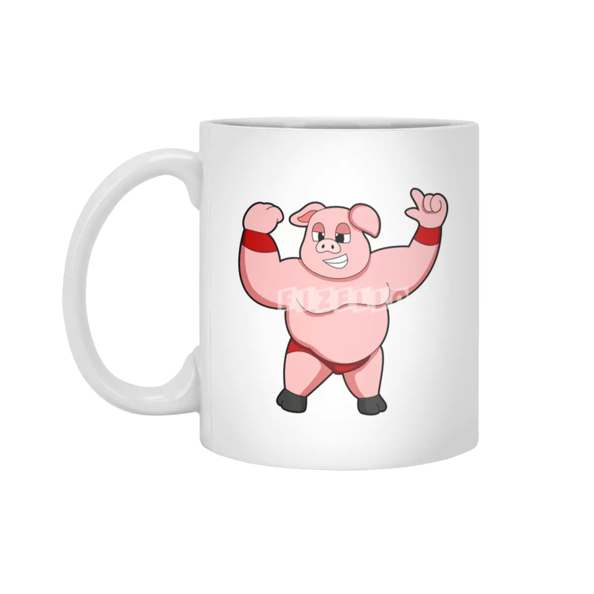 Pig as Bodybuilder with big Belly Beyaz Kupa