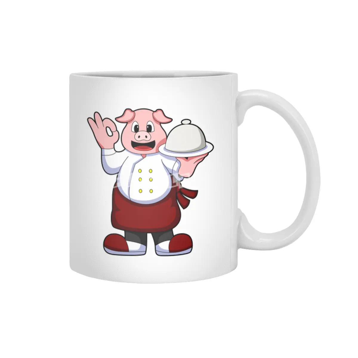 Pig as Cook with Cooking apron & Serving plate Beyaz Kupa