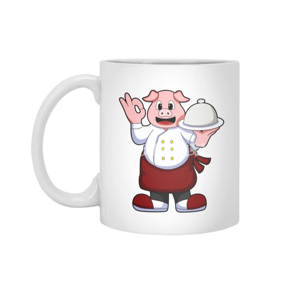 Pig as Cook with Cooking apron & Serving plate Beyaz Kupa