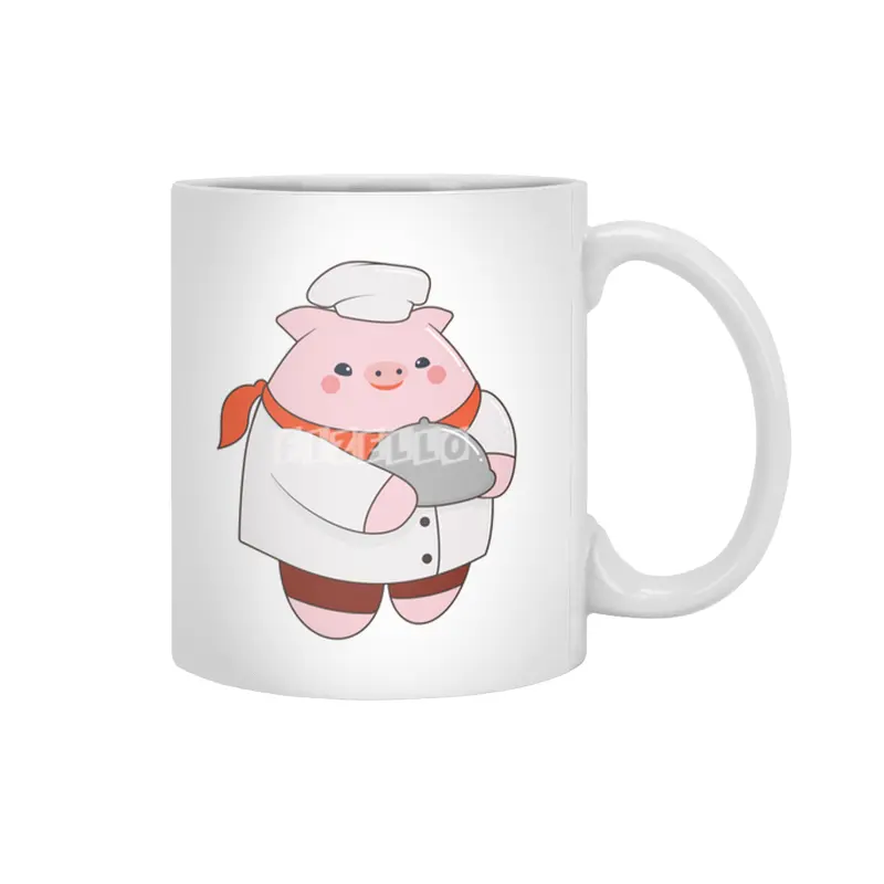 Pig as Cook with Platter Beyaz Kupa