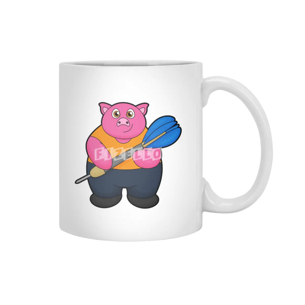 Pig as Dart player with Darts Beyaz Kupa