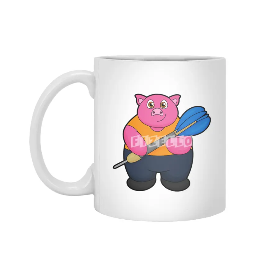 Pig as Dart player with Darts Beyaz Kupa