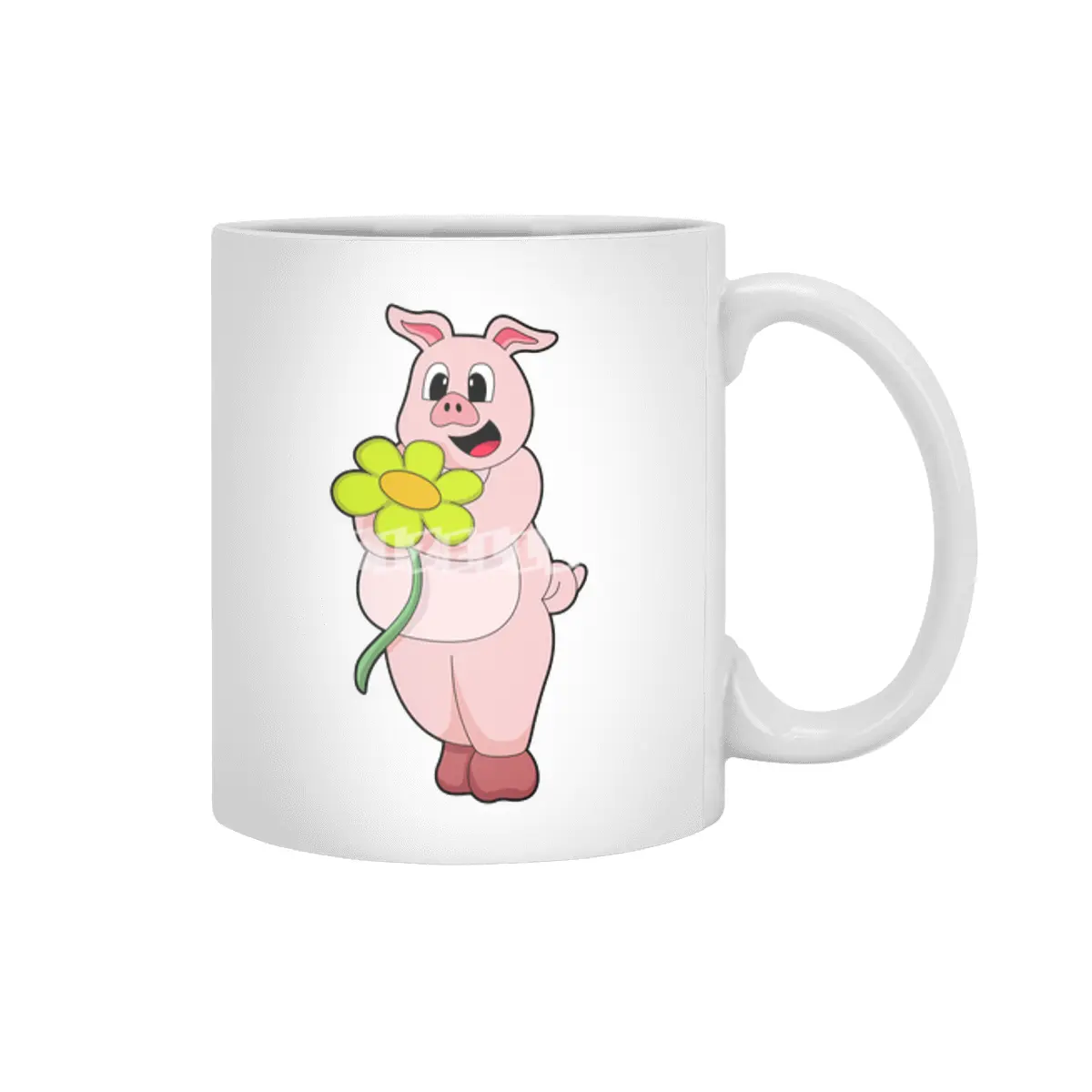 Pig with yellow Flower Beyaz Kupa