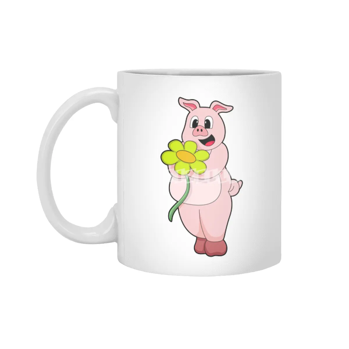 Pig with yellow Flower Beyaz Kupa