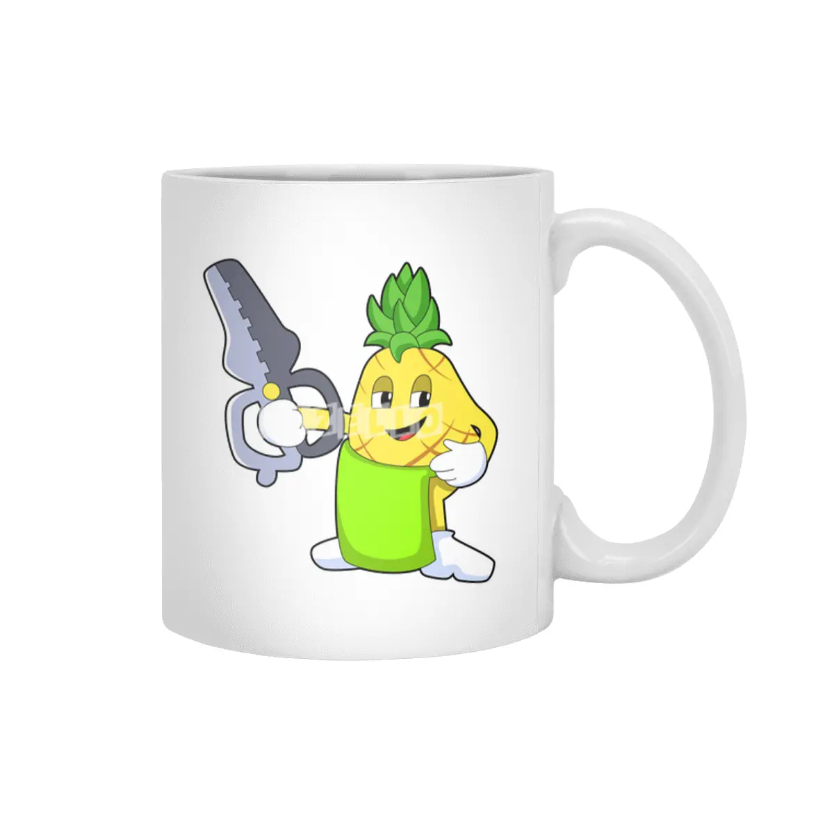 Pineapple as Hairdresser with Scissors & Razor Beyaz Kupa