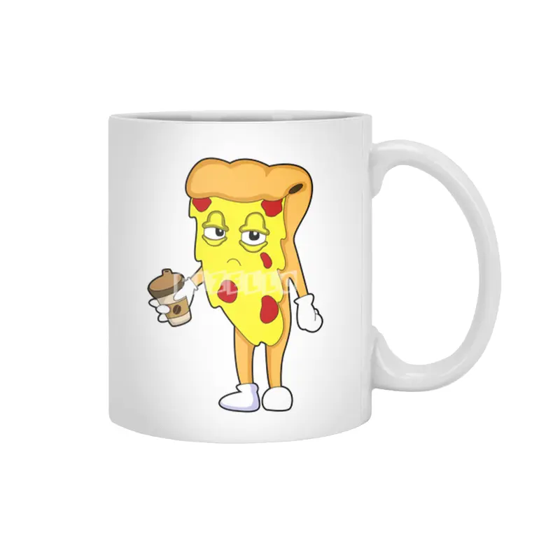 Pizza with Salami Cheese & Coffee Beyaz Kupa