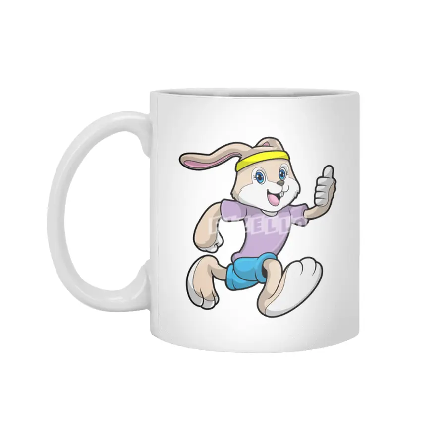 Rabbit at Jogging with Headband Beyaz Kupa