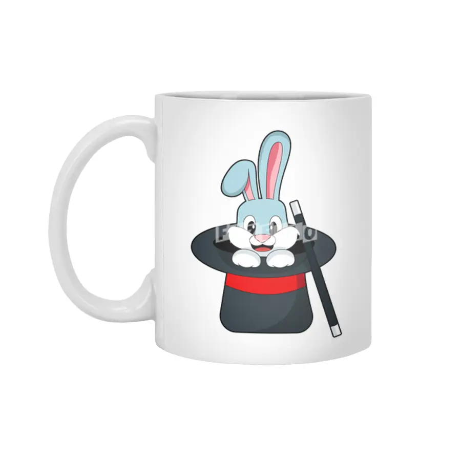 Rabbit at Magic with Wand & Hat Beyaz Kupa