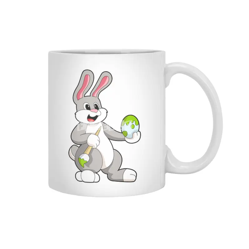 Rabbit at Painting with Egg Beyaz Kupa