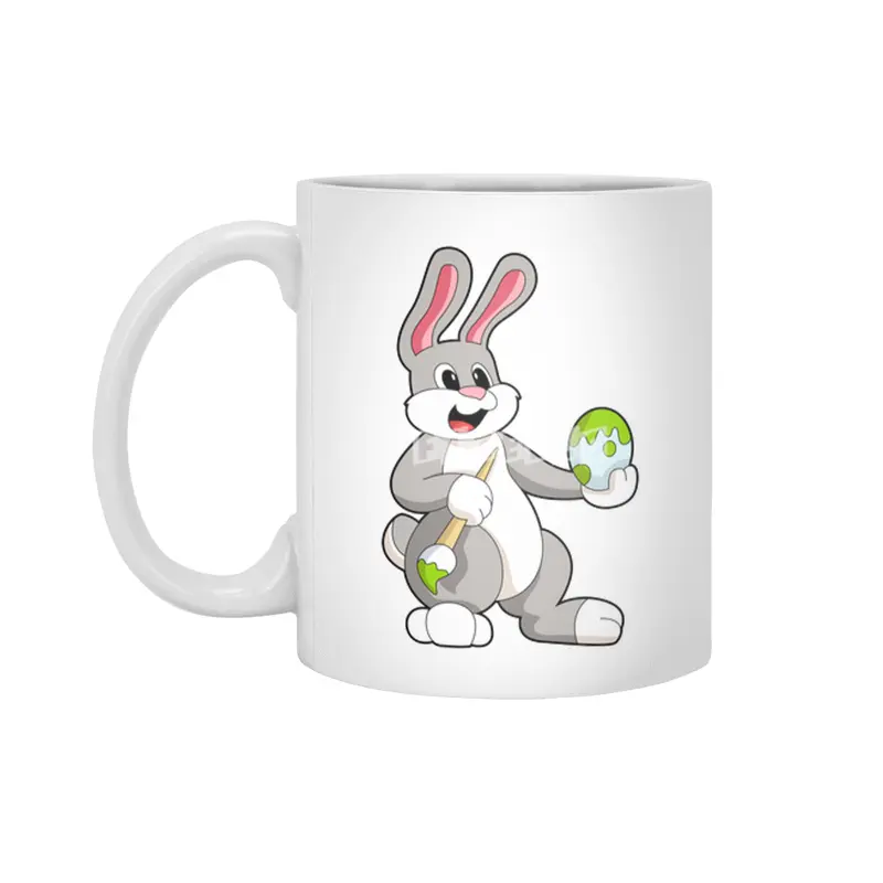 Rabbit at Painting with Egg Beyaz Kupa