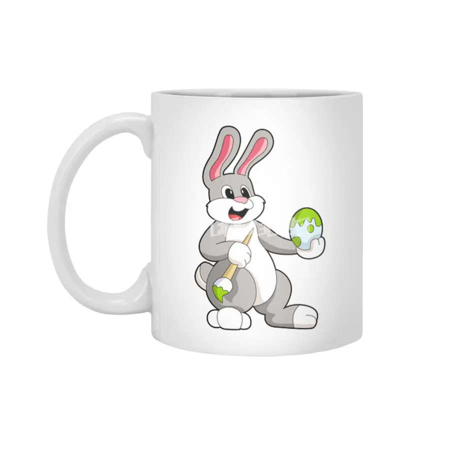 Rabbit at Painting with Egg Beyaz Kupa