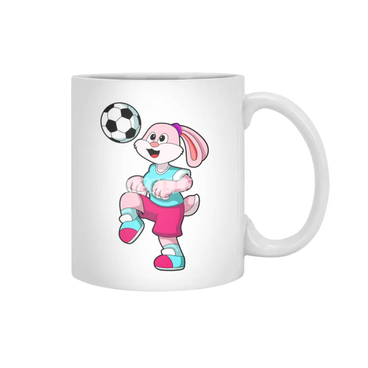 Rabbit at Sports with Soccer Beyaz Kupa