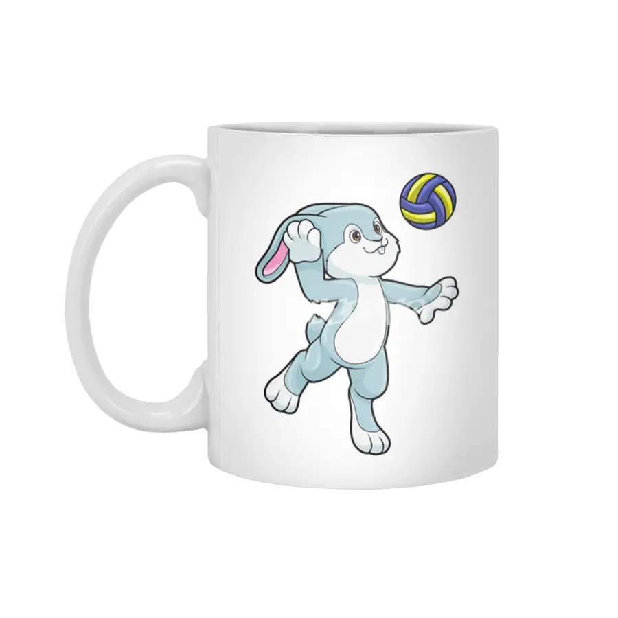 Rabbit at Sports with Volleyball Beyaz Kupa