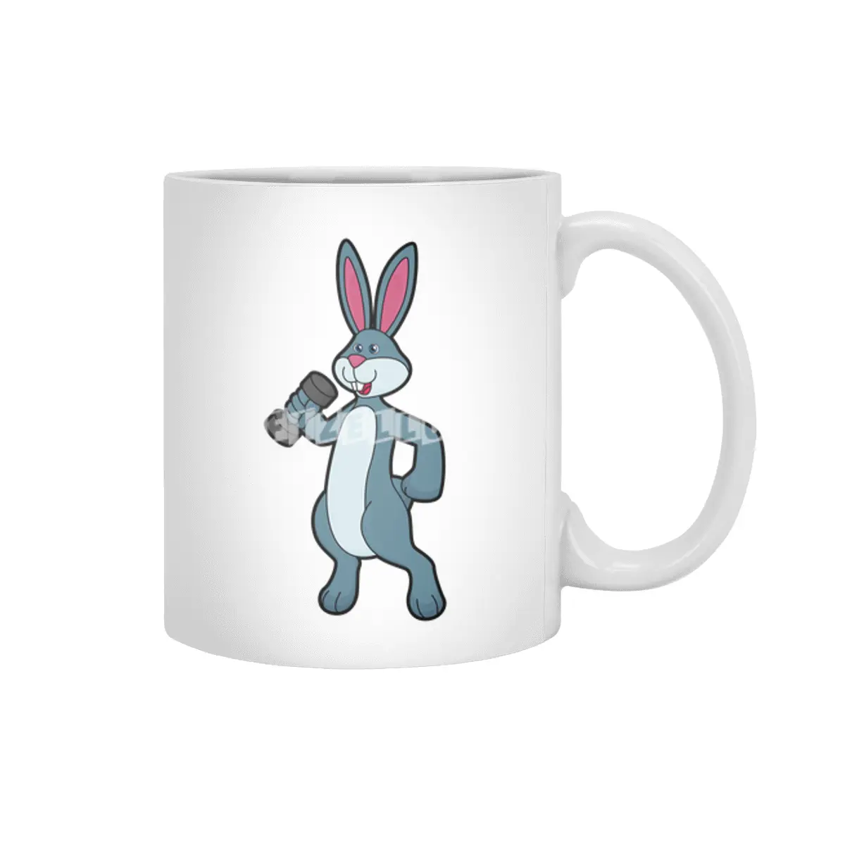 Rabbit at Strength training with Dumbbell Beyaz Kupa