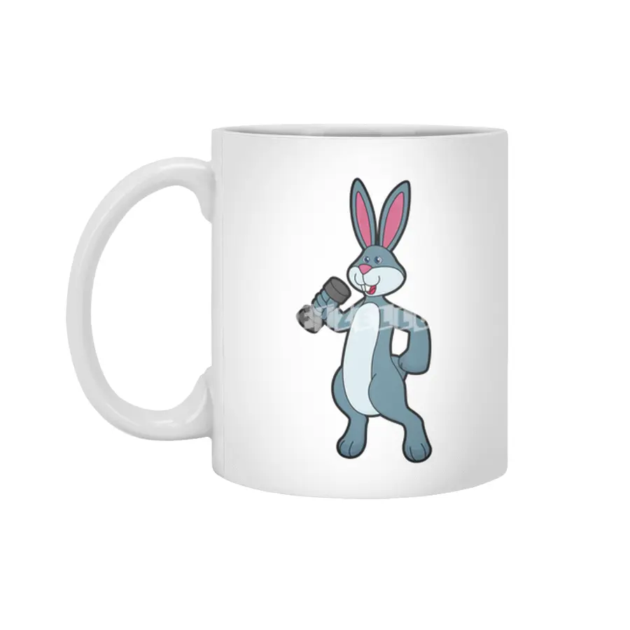 Rabbit at Strength training with Dumbbell Beyaz Kupa