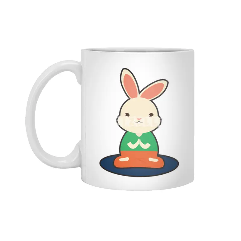 Rabbit at Yoga on Yoga mat Beyaz Kupa