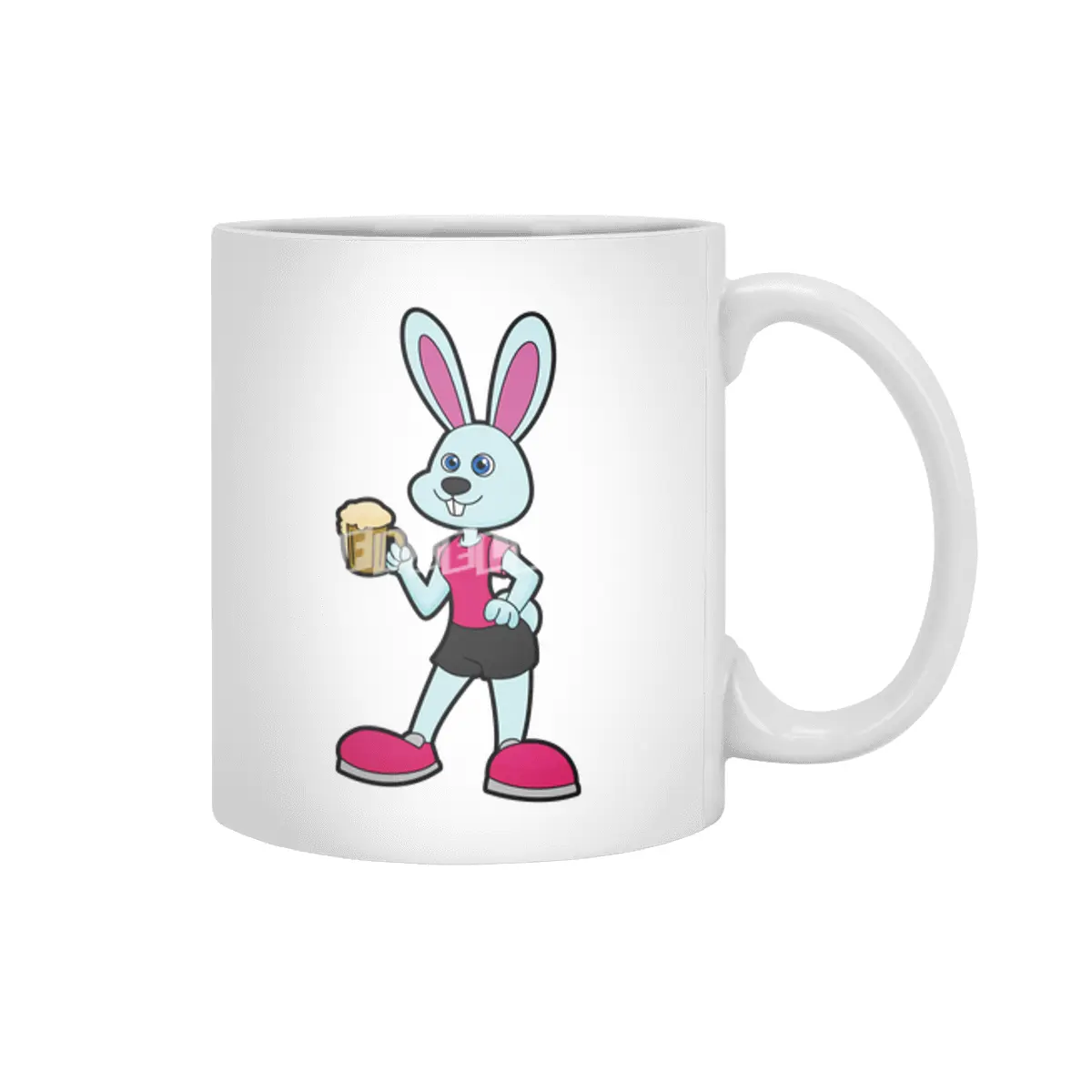 Rabbit with Beer mug Beyaz Kupa