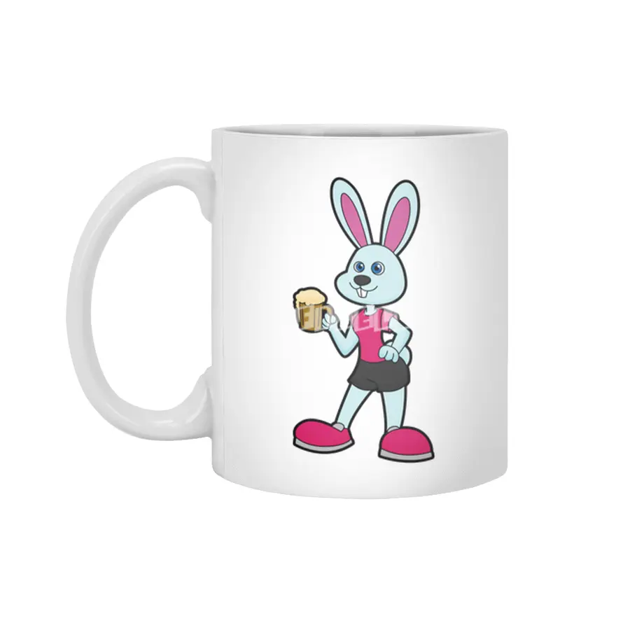Rabbit with Beer mug Beyaz Kupa