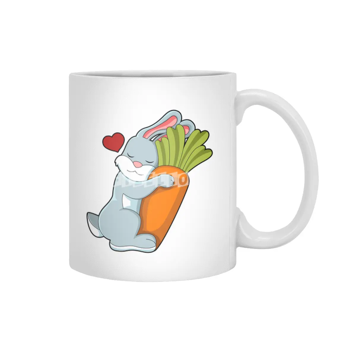 Rabbit with Carrot & Heart Beyaz Kupa