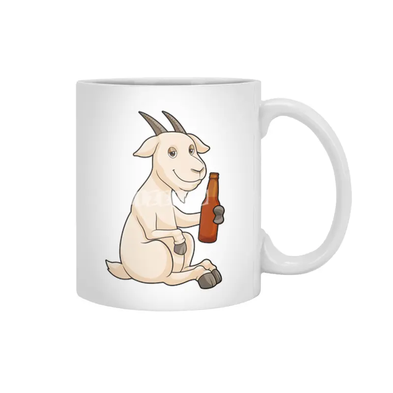 Goat with Bottle Beer Beyaz Kupa
