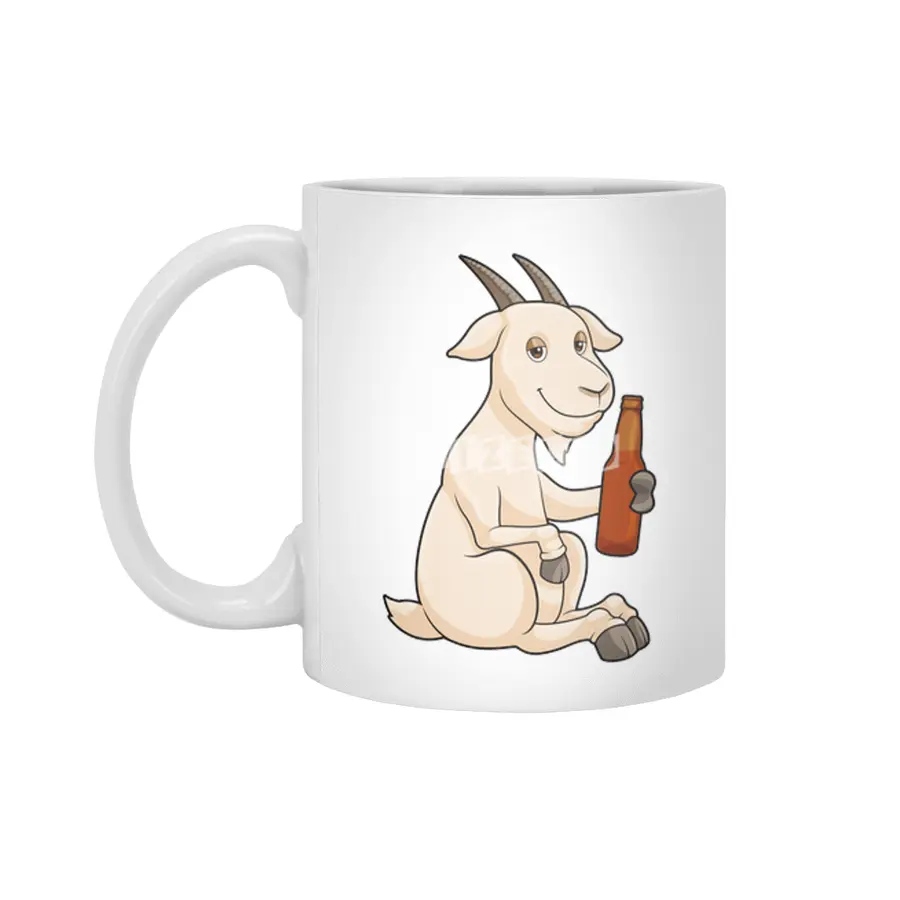 Goat with Bottle Beer Beyaz Kupa