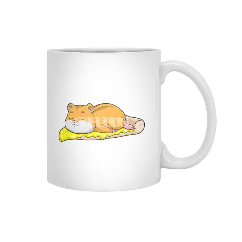 Hamster & Pizza with Cheese Beyaz Kupa