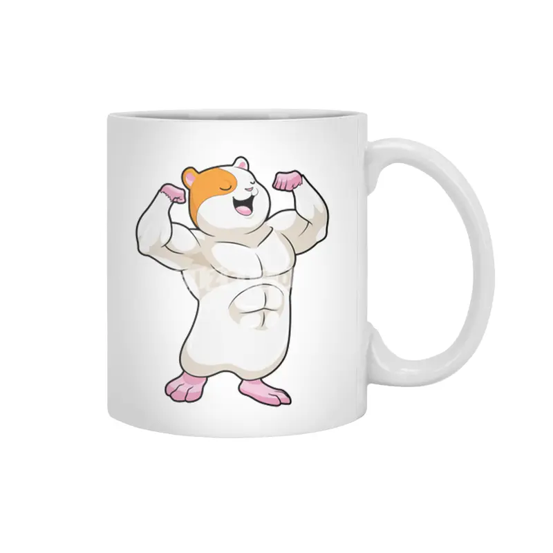 Hamster as Bodybuilder with big Muscles Beyaz Kupa