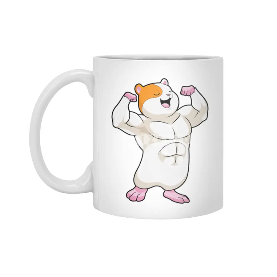 Hamster as Bodybuilder with big Muscles Beyaz Kupa