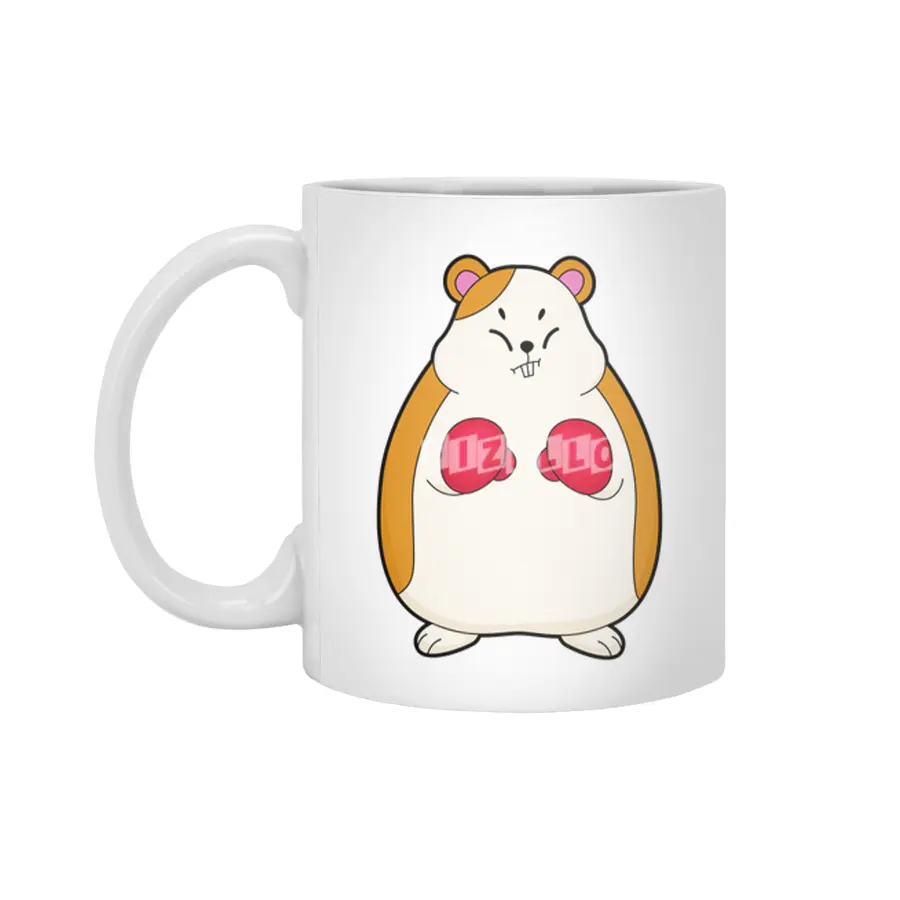 Hamster as Boxer with Boxing gloves Beyaz Kupa