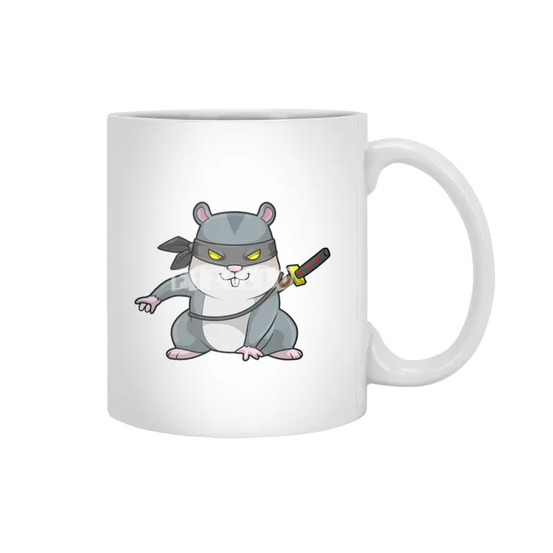 Hamster as Ninja at Martial arts with Sword Beyaz Kupa