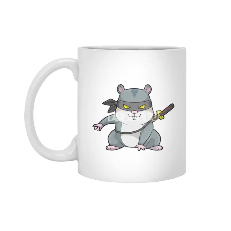 Hamster as Ninja at Martial arts with Sword Beyaz Kupa